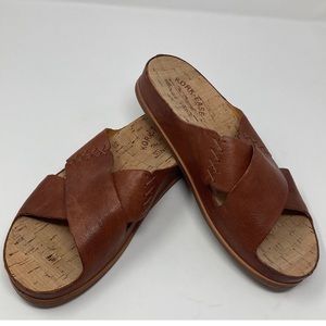 Kork-Ease Amboy Brown Leather Slip-On Crisscross Sandal 8